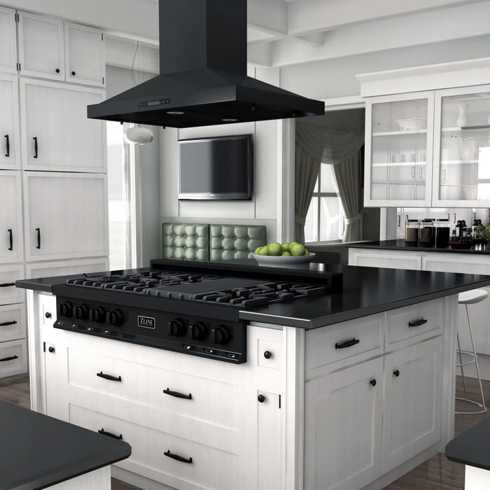 ZLINE 48" Rangetop, Black Stainless, Brass Burners, RTB-BR-48