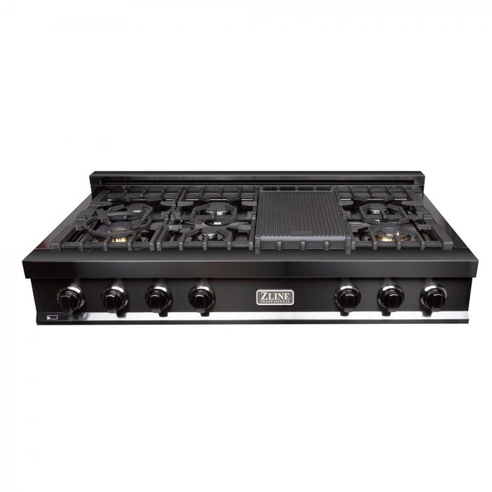 ZLINE 48" Rangetop, Black Stainless, Brass Burners, RTB-BR-48