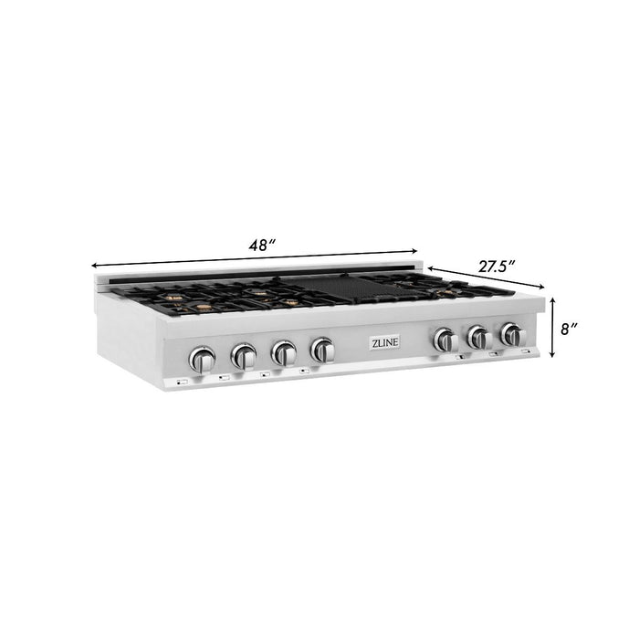 ZLINE 48" Rangetop With 7 Gas Brass Burners, RT-BR-48