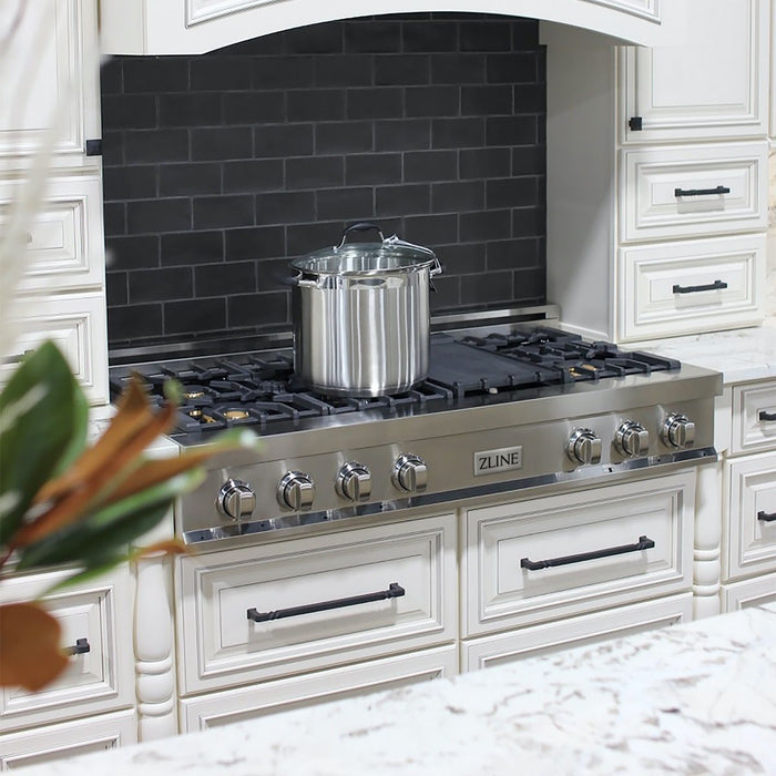 ZLINE 48" Rangetop With 7 Gas Brass Burners, RT-BR-48
