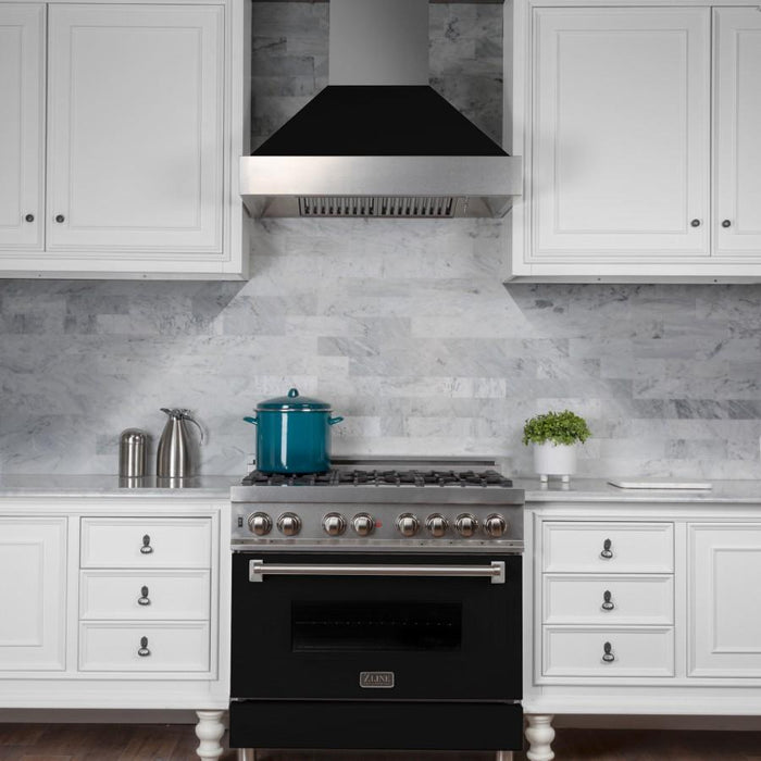 ZLINE 48" Snow Finish Wall Range Hood, Black Matte Shell, 8654BLM-48