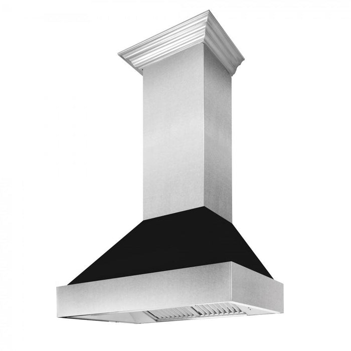 ZLINE 48" Snow Finish Wall Range Hood, Black Matte Shell, 8654BLM-48