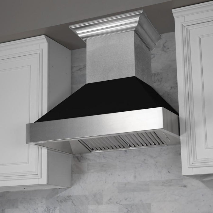ZLINE 48" Snow Finish Wall Range Hood, Black Matte Shell, 8654BLM-48