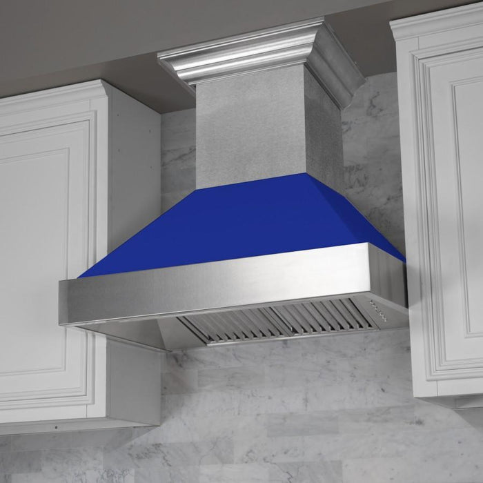 ZLINE 48" Snow Finish Wall Range Hood, Blue Matte Shell, 8654BM-48