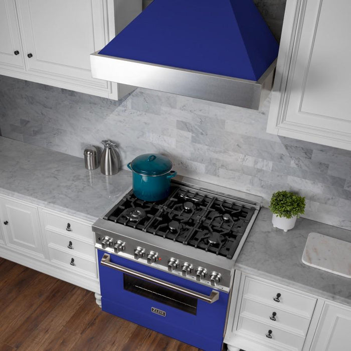 ZLINE 48" Snow Finish Wall Range Hood, Blue Matte Shell, 8654BM-48