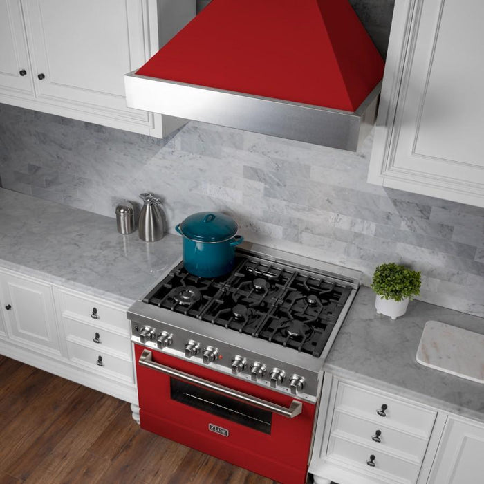 ZLINE 48" Snow Finish Wall Range Hood, Red Matte Shell, 8654RM-48
