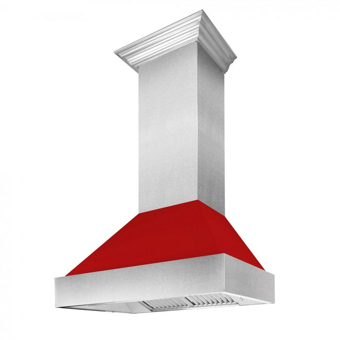 ZLINE 48" Snow Finish Wall Range Hood, Red Matte Shell, 8654RM-48