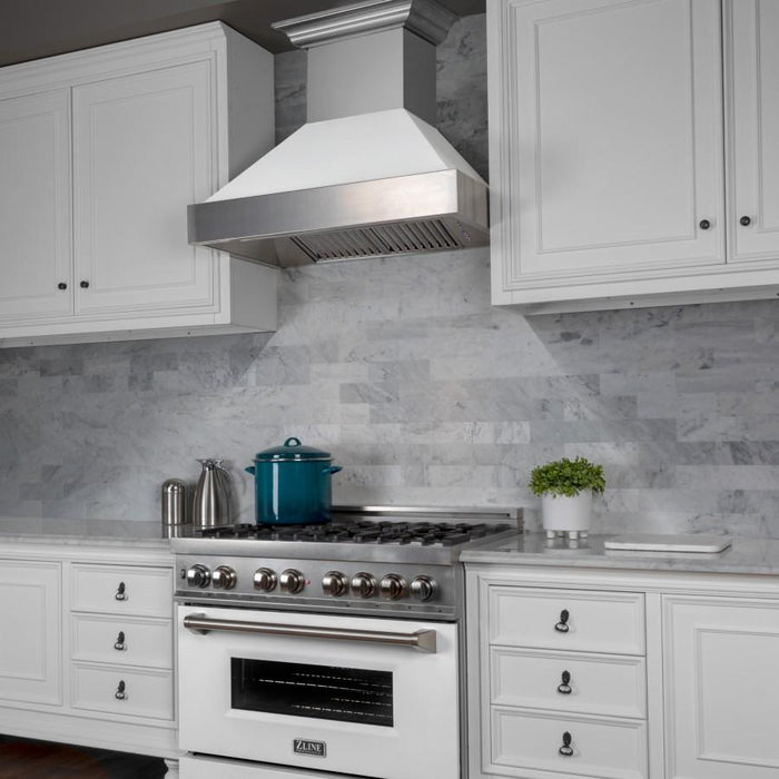 ZLINE 48" Snow Finish Wall Range Hood, White Matte Shell, 8654WM-48