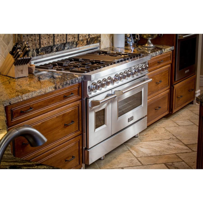 ZLINE 48" Stainless Steel 6.0 cu.ft. 7 Gas Burner/Electric Oven Range with Griddle RA48