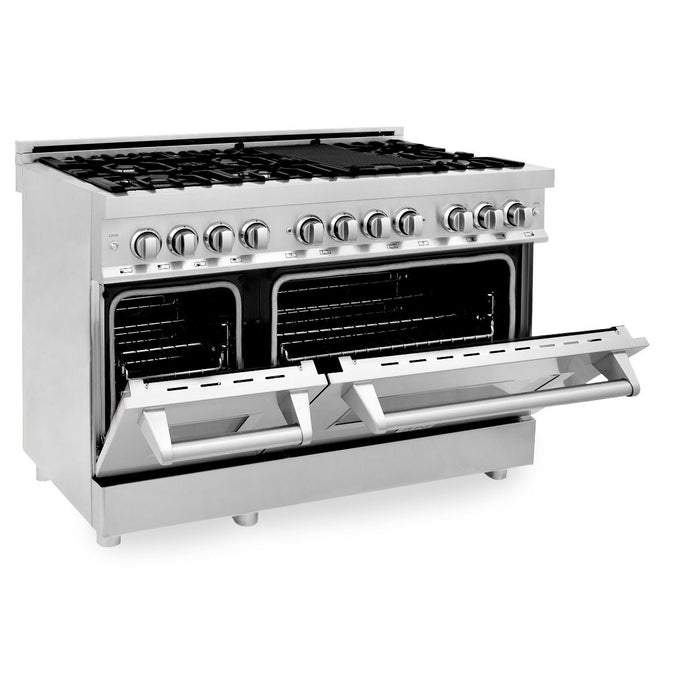 ZLINE 48" Stainless Steel 6.0 cu.ft. 7 Gas Burner/Electric Oven Range with Griddle RA48