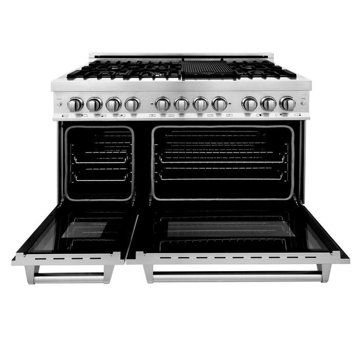ZLINE 48" Stainless Steel 6.0 cu.ft. 7 Gas Burner/Electric Oven Range with Griddle RA48