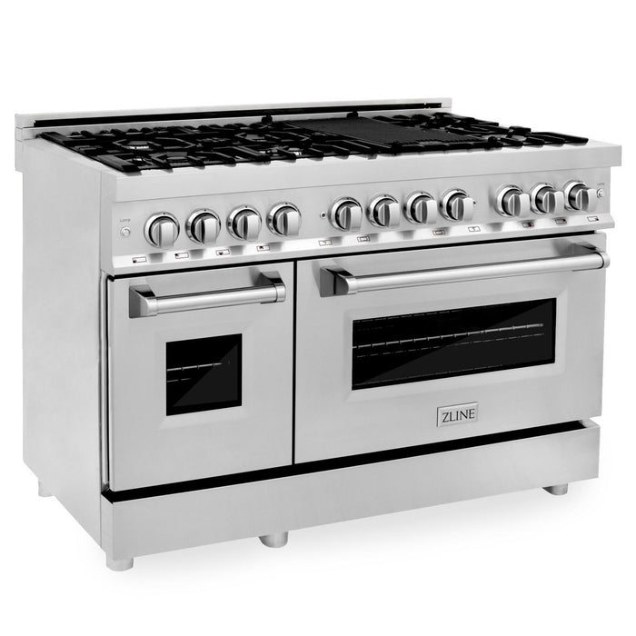 ZLINE 48" Stainless Steel 6.0 cu.ft. 7 Gas Burner/Electric Oven Range with Griddle RA48