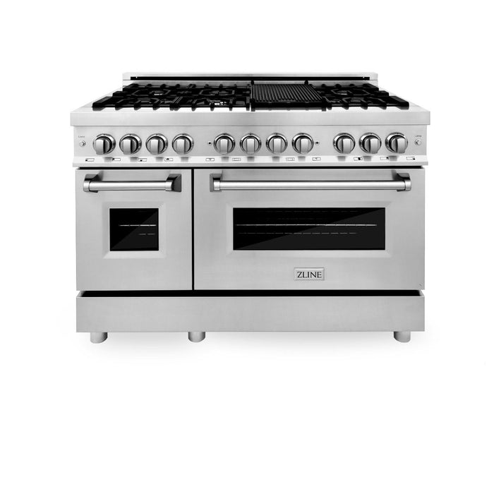 ZLINE 48" Stainless Steel 6.0 cu.ft. 7 Gas Burner/Electric Oven Range with Griddle RA48