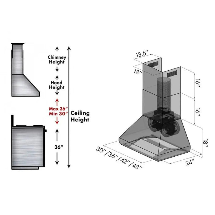 ZLINE 48" Stainless Steel Professional Wall Range Hood 687-48