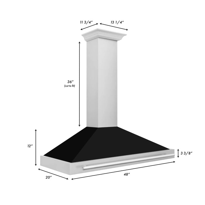 ZLINE 48" Stainless Steel Range Hood with Shell and Stainless Steel Handle KB4STX-BLM-48