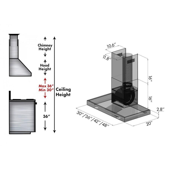 ZLINE 48" Stainless Wall Range Hood with Crown Molding, KECRN-48