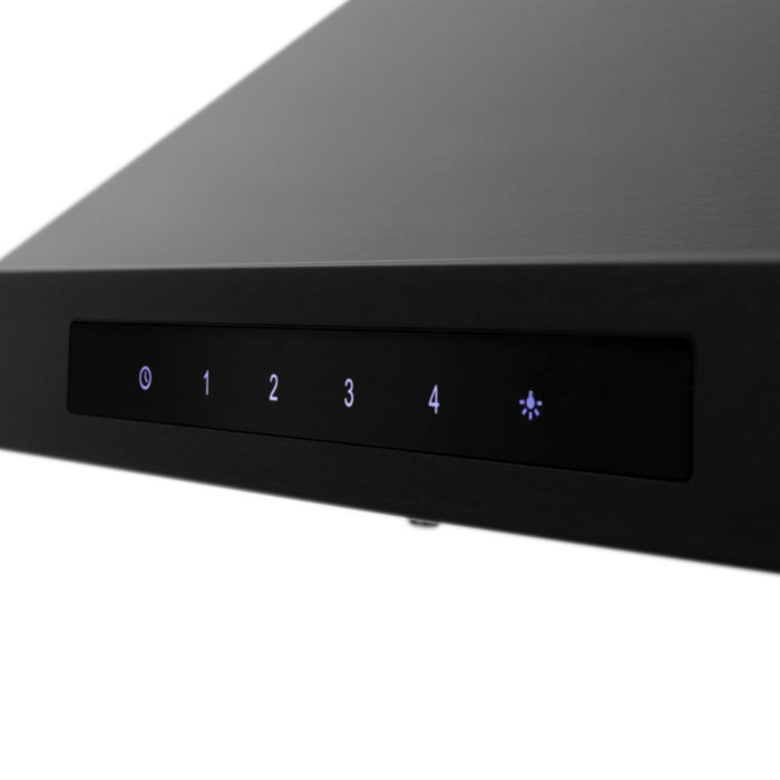 ZLINE 48" Wall Black Stainless Range Hood, Crown Speaker, BSKBNCRN-BT-48