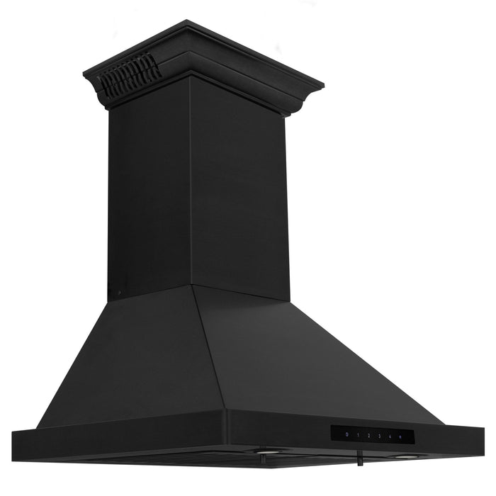 ZLINE 48" Wall Black Stainless Range Hood, Crown Speaker, BSKBNCRN-BT-48