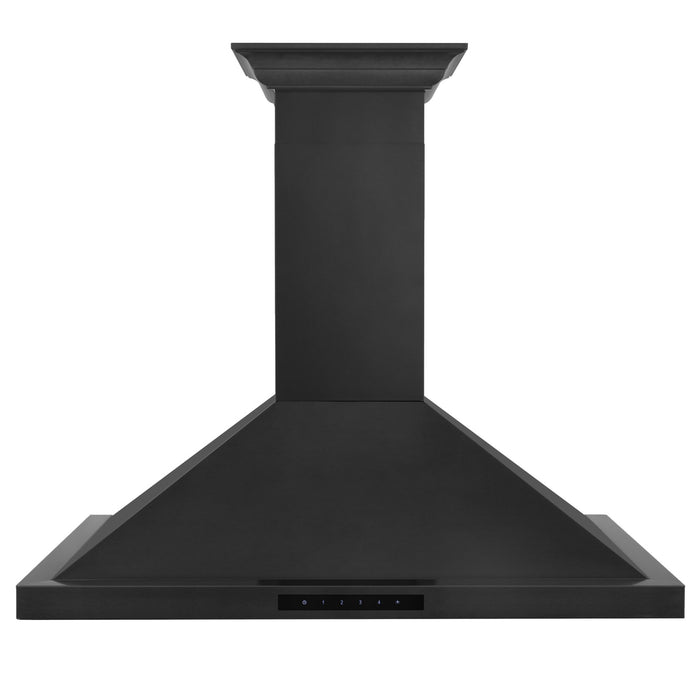 ZLINE 48" Wall Range Hood, Black Stainless, Crown Molding, BSKBNCRN-48