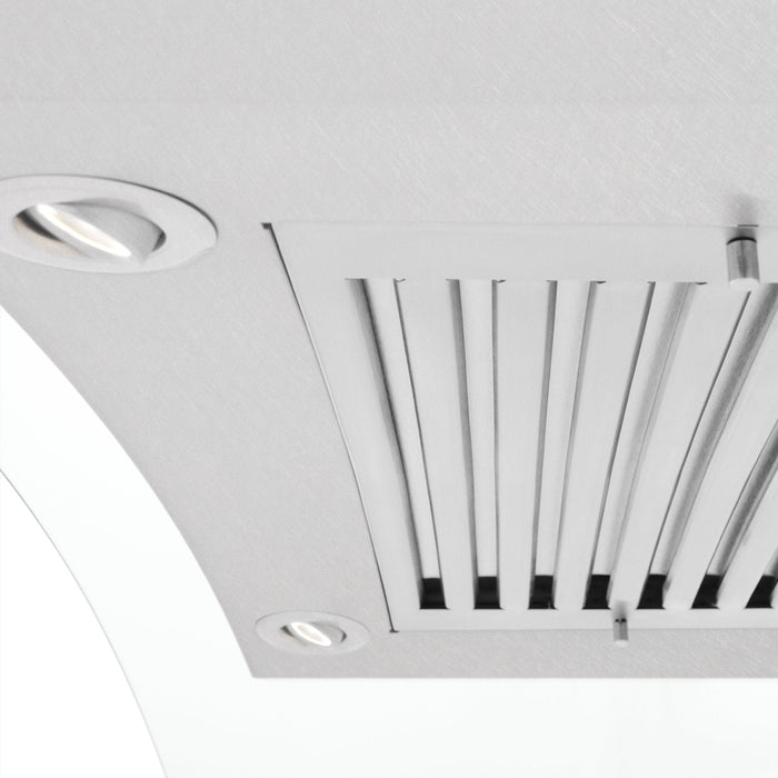 ZLINE 48" Wall Range Hood, Snow Finish Stainless & Glass, 8KN4S-48
