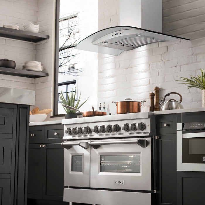 ZLINE 48" Wall Range Hood, Stainless Steel, Glass, KN4-48