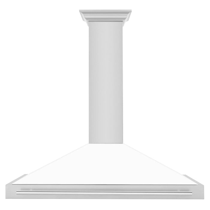 ZLINE 48" White Matte Range Hood, Stainless Steel Handle KB4SNX-WM-48