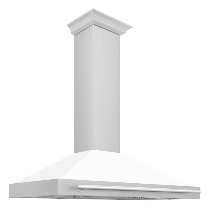 ZLINE 48" White Matte Range Hood, Stainless Steel Handle KB4SNX-WM-48