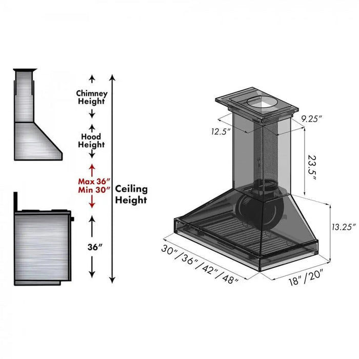 ZLINE 48" Wooden Wall Range Hood in Walnut,  KBRR-48