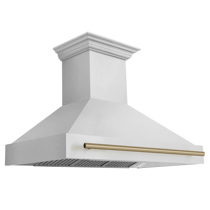 ZLINE 48"Stainless Steel Range Hood, White Matte Shell, 8654STZ-48-CB