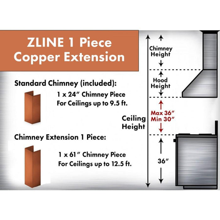 ZLINE 5' Chimney Extension for Ceilings up to 12.5', 8667C-E
