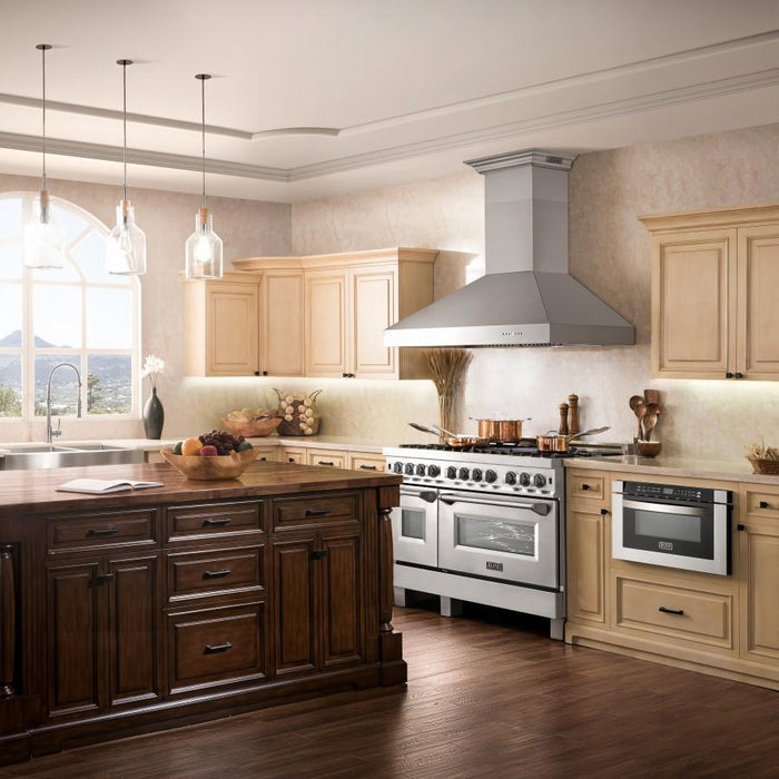 ZLINE 54" Professional Wall Range Hood, Built-in CrownSound® Bluetooth Speakers, 697CRN-BT-54