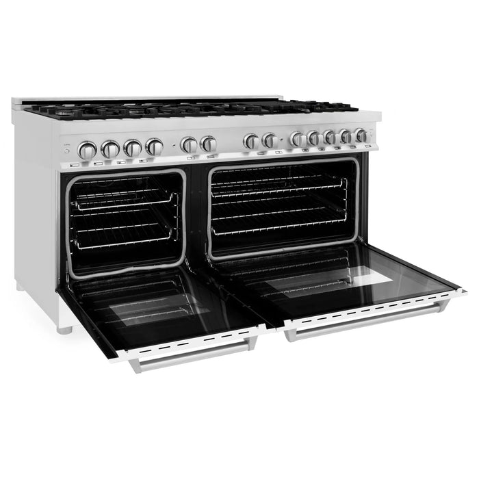ZLINE 60" 7.4 cu. ft. Dual Fuel Range with Gas Stove and Electric Oven in Stainless Steel and White Matte Door, RA-WM-60