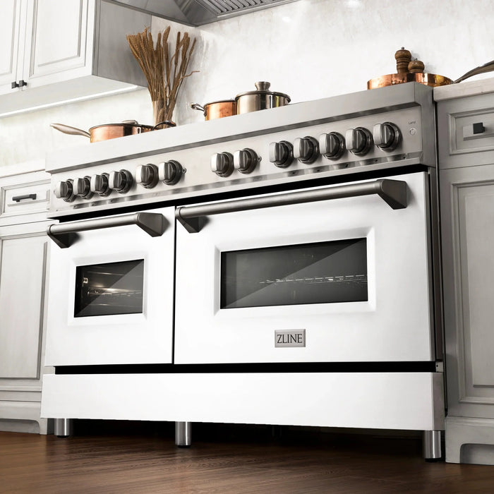 ZLINE 60" 7.4 cu. ft. Dual Fuel Range with Gas Stove and Electric Oven in Stainless Steel and White Matte Door, RA-WM-60