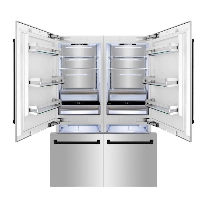 ZLINE 60" Autograph 32.2 cu. ft. 4-Door French Door Fridge Water/Ice Dispenser Stainless Steel Matte Black Accents RBIVZ-304-60-MB