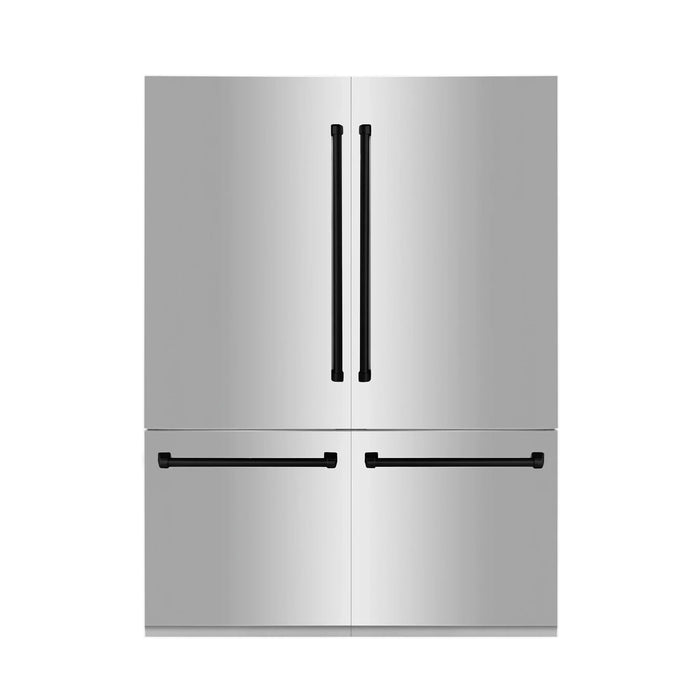 ZLINE 60" Autograph 32.2 cu. ft. 4-Door French Door Fridge Water/Ice Dispenser Stainless Steel Matte Black Accents RBIVZ-304-60-MB