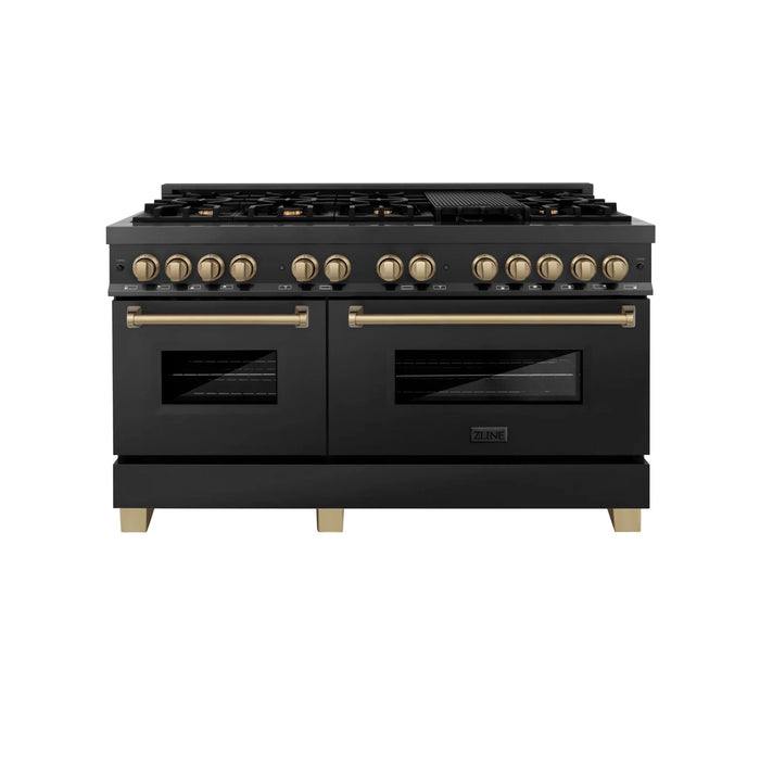 ZLINE 60" Autograph Dual Fuel Range, Black Stainless, RABZ-60-CB