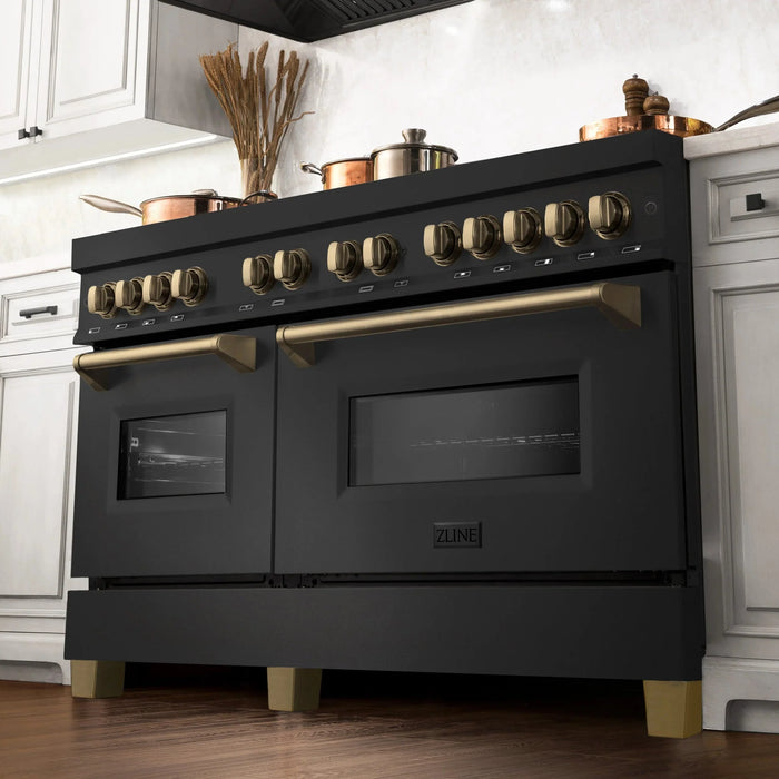 ZLINE 60" Autograph Dual Fuel Range, Black Stainless, RABZ-60-CB