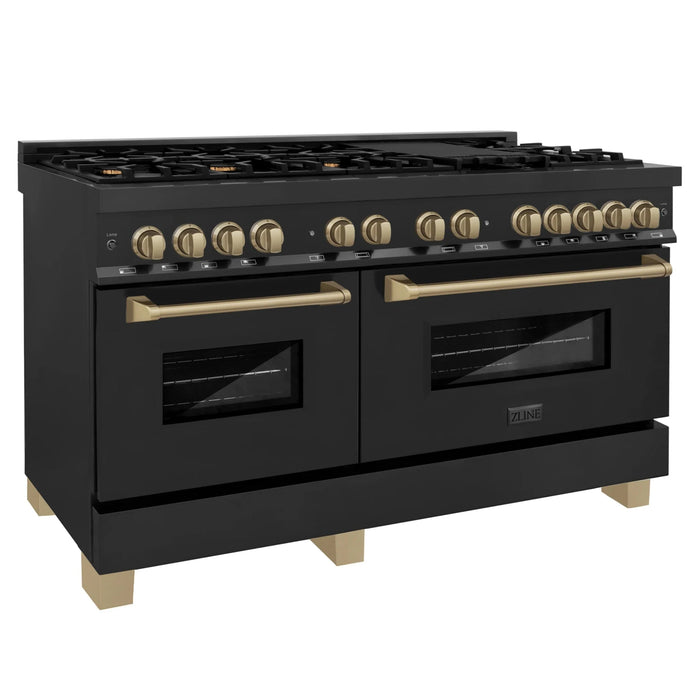 ZLINE 60" Autograph Dual Fuel Range, Black Stainless, RABZ-60-CB