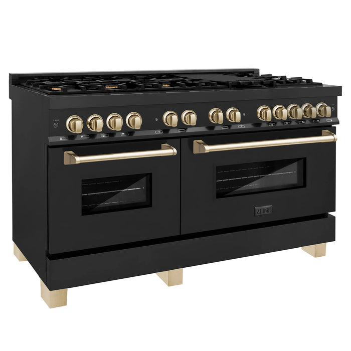 ZLINE 60" Autograph Dual Fuel Range, Black Stainless, RABZ-60-G