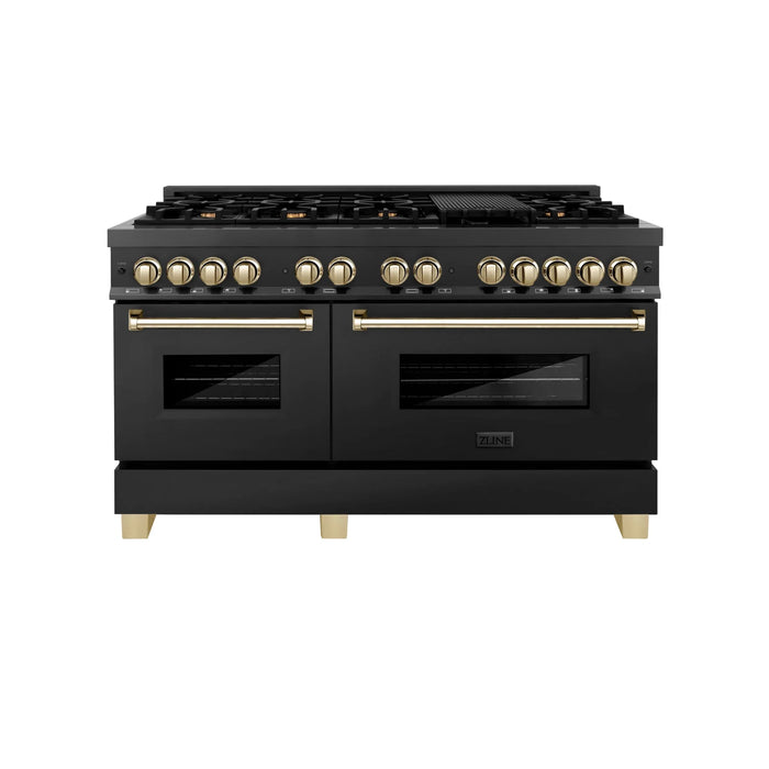 ZLINE 60" Autograph Dual Fuel Range, Black Stainless, RABZ-60-G