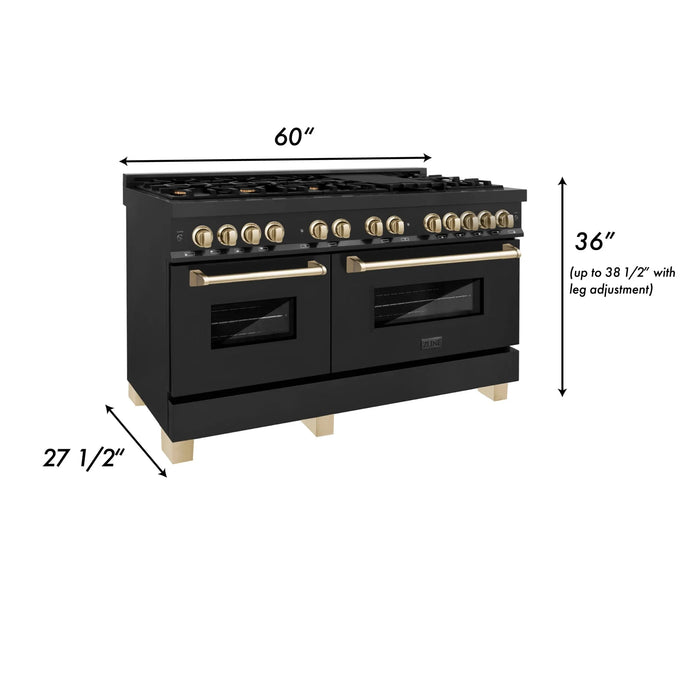 ZLINE 60" Autograph Dual Fuel Range, Black Stainless, RABZ-60-G