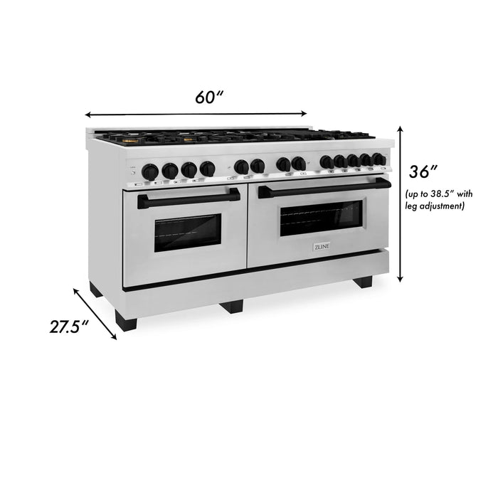 ZLINE 60" Autograph Edition, 7.4 cu. ft. Dual Fuel Range, RAZ-60-G