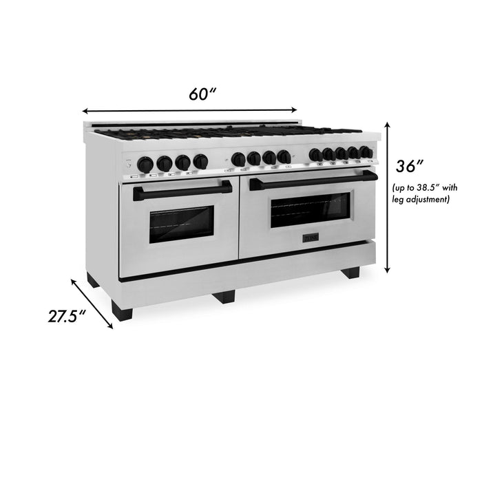 ZLINE 60" Autograph Edition, 7.4 cu. ft. Dual Fuel Range, RAZ-60-MB