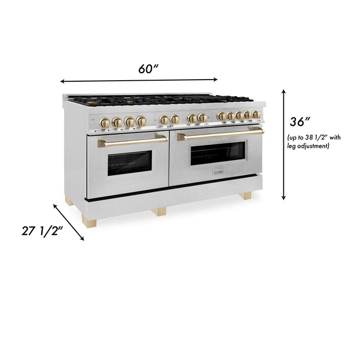 ZLINE 60" Autograph Edition Dual Fuel Range, DuraSnow, RASZ-SN-60-G