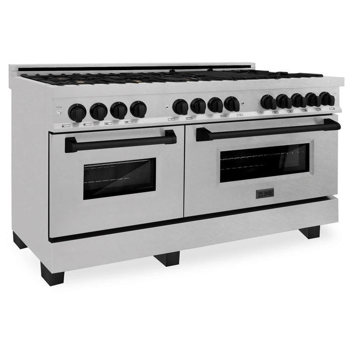 ZLINE 60" Autograph Edition Dual Fuel Range, DuraSnow, RASZ-SN-60-MB