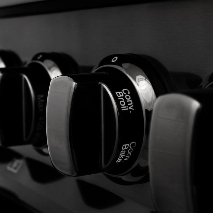 ZLINE 60" Dual Fuel Range, Black Stainless, Brass Burners, RAB-60