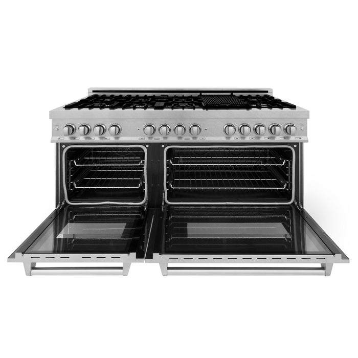 ZLINE 60" Dual Fuel Range, DuraSnow Stainless, RAS-SN-60