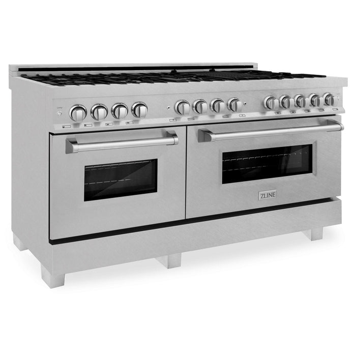 ZLINE 60" Dual Fuel Range, DuraSnow Stainless, RAS-SN-60