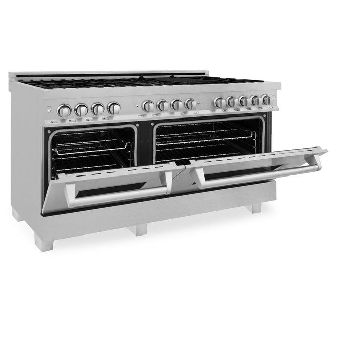 ZLINE 60" Dual Fuel Range, DuraSnow Stainless, RAS-SN-60