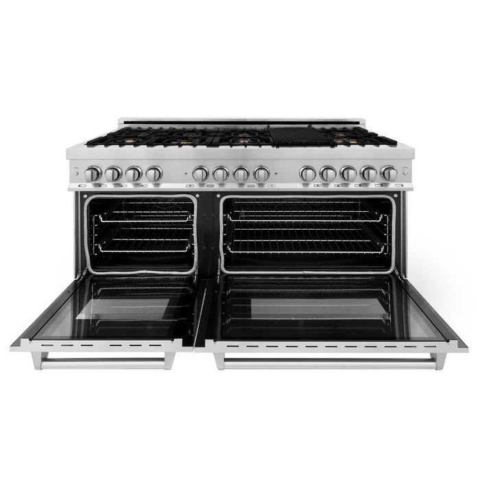 ZLINE 60" Dual Fuel Range In Stainless Steel, Brass Burners, RA-BR-60